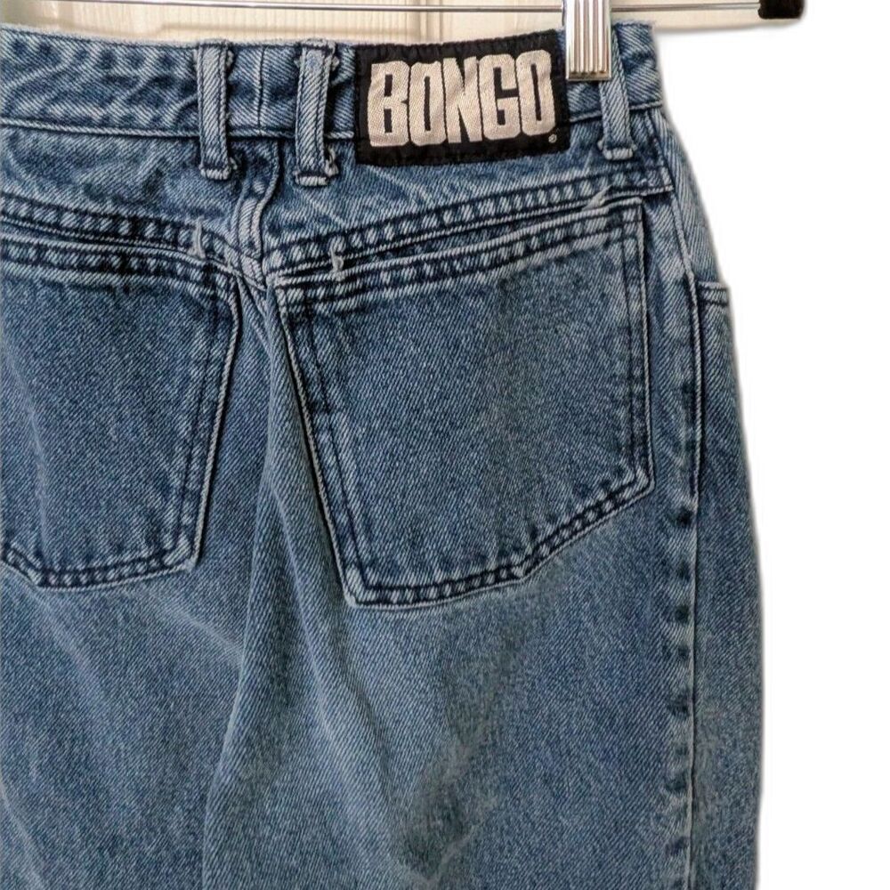 Bongo Vintage High Rise Button Fly Jeans Blue Wash Tapered Leg Mom Denim | SZ 3 - Picture 4 of 8